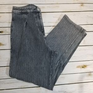 Mo:vint New York pinstripe denim trousers